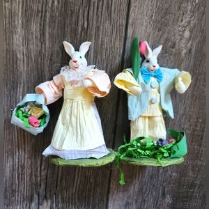 Vintage Paper Mache Bunny Figurines